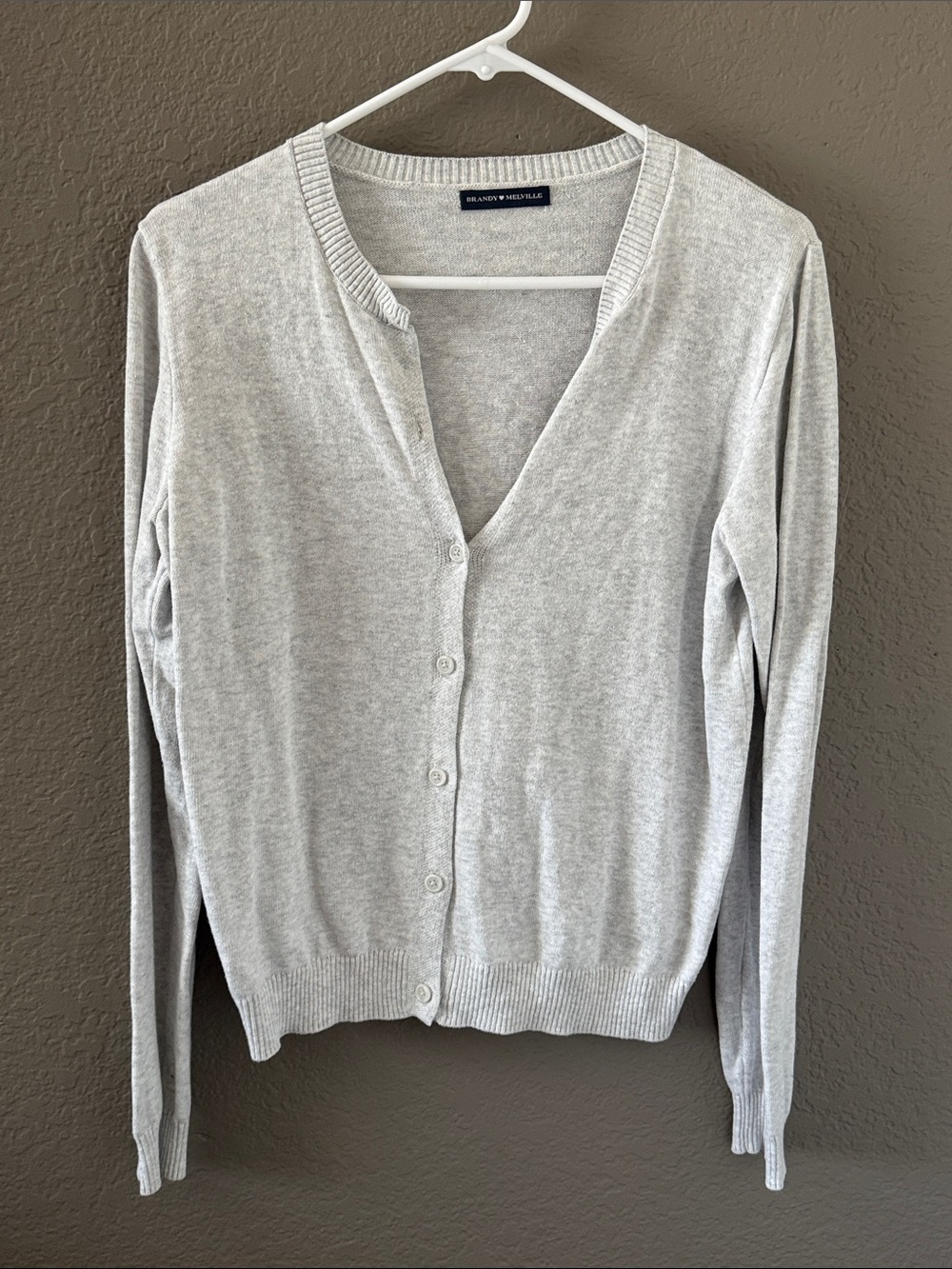 Brandy Melville Light Gray Button-Up Cardigan